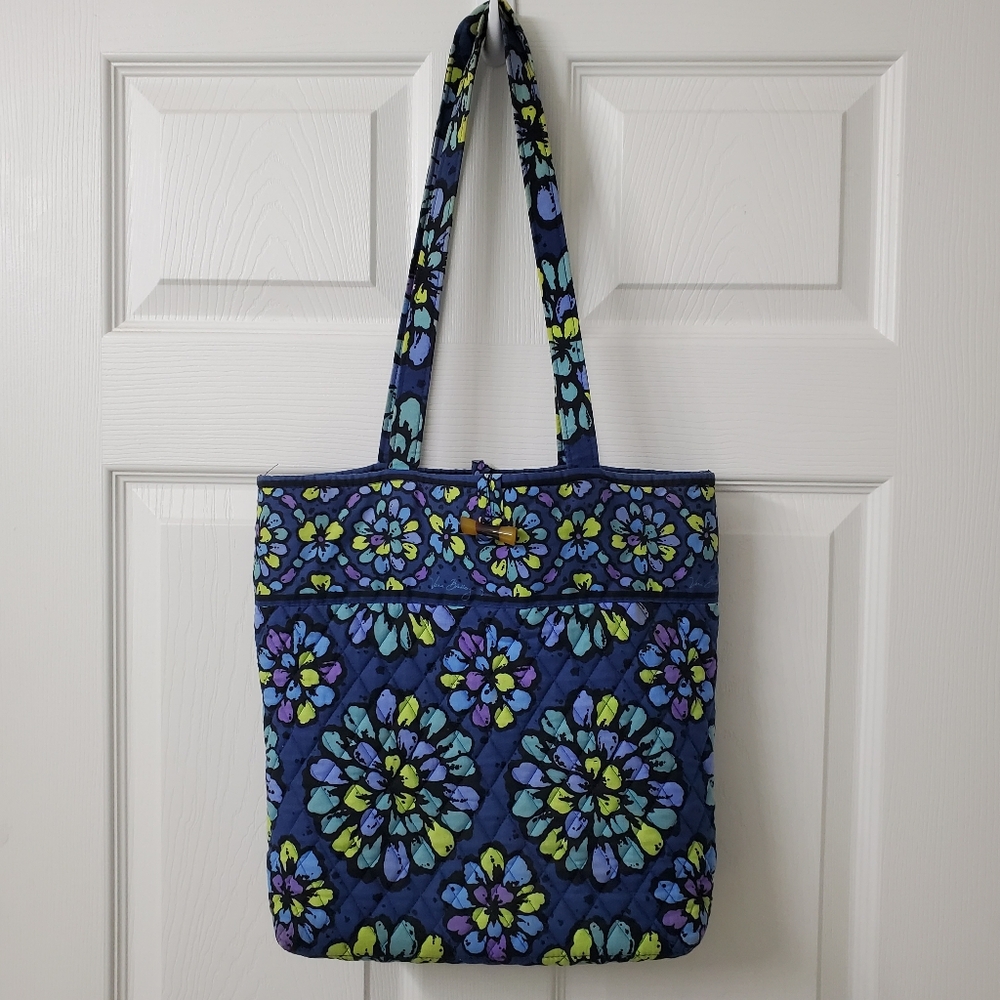 Vera Bradley Floral "Indigo Pop" Blue Retired Design Shoulder Tote Bag